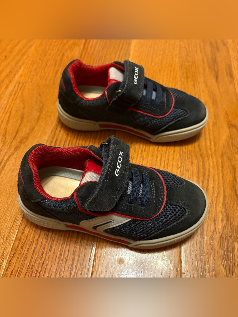 Geox Respira Boys Navy Blue Red Sneakers Shoes Size US 10 Toddler